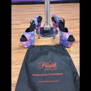 PLEASER ADORE-709RL 7" Heel Galaxy Effect Platform Ankle Strap Women Shoes Sz 9